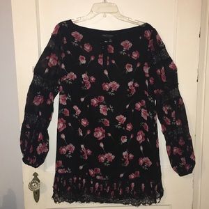 White House Black Market Rose Design Blouse